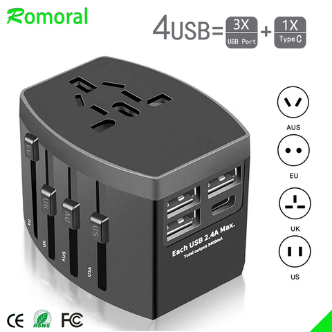 Universal Travel Adapter plug Auto Resetting Fuse baby safe design Worldwide Wall Charger for UK/EU/AU/Asia ► Photo 1/6