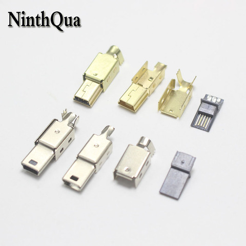 5set Mini USB 5PIN Welding Type Male Plug Gold Plated Connectors 4P USB Tail Socket 3 in 1 DIY for old Phone ► Photo 1/4