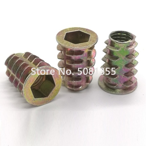 50pcs 10PPCS  M4 m5 m6 m8 m10 Zinc Alloy Thread For Wood Insert Nut Flanged Hex Drive Head Furniture Nuts ► Photo 1/4