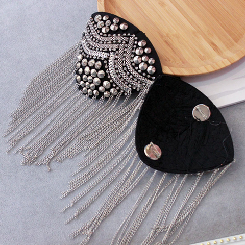 2Pcs Personality Stage nightclub hosted banquet shoulder jewelry epaulettes Retro small western assembled brooch tassel patch ► Photo 1/6