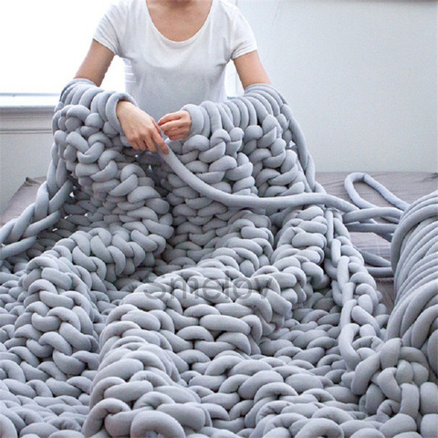 500g thick super Bulky chunky yarn for hand knitting Crochet soft big cotton DIY Arm Knitting Roving Spinning yarn for blanket ► Photo 1/6