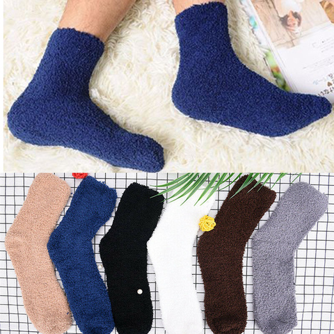 Men Women Winter Fluffy Cozy Cashmere Socks Soft Velvet Thick Warm Bed Floor Home Slipper Sock Plus Size ► Photo 1/6