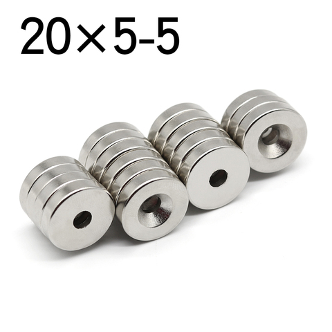 2/5/10/20 Pcs 20x5-5 Round NdFeB Neodymium Magnet N35 Super Powerful Small imanes Permanent Magnetic Disc 20x5 Hole 5 ► Photo 1/6