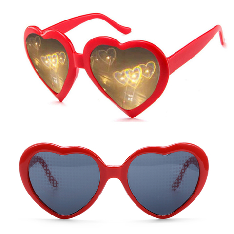Hot Love Heart Shaped Glasses Watch The Lights Long-lasting Change Heart Diffraction Glasses At Night Love Lights Eyewear ► Photo 1/1