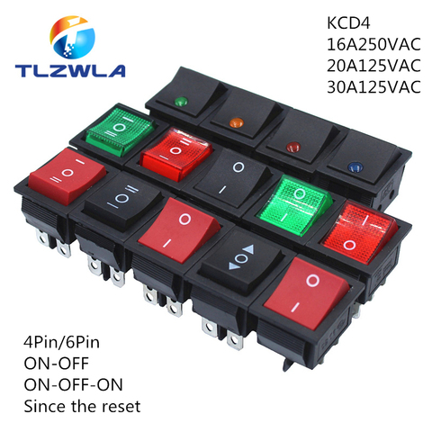 10pcs KCD4 Rocker Switch ON-OFF 2 Position 4 Pins / 6 Pins Power Switch 2 Position 16A 250VAC/ 20A 125VAC Ship type switch ► Photo 1/6