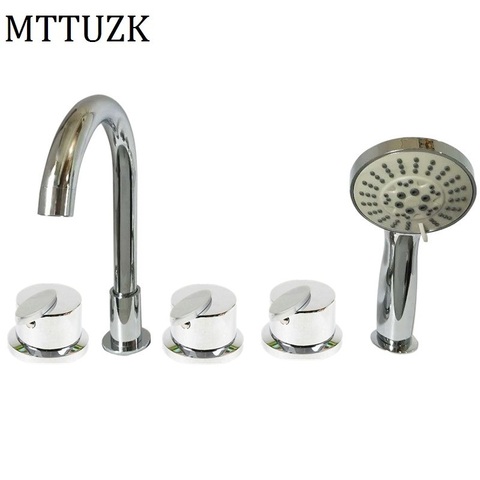 MTTUZK Cold and Hot Water Solid Brass  Mixing Valve Tap Bathtub  Faucet Mixer For Bathroom Jacuzzi Faucet 5PCS Sets ► Photo 1/6
