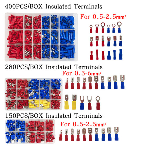 150PCS / 280PCS Wire Connector  Insulated Crimp Terminal  Ring Fork Spade Butt Connector Set ► Photo 1/6