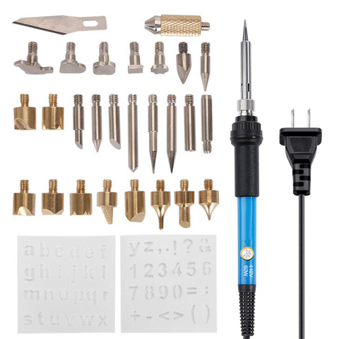 60w Adjustable Soldering Iron Carving Pyrography Tool Wood Embossing Burning  Solder Pen Set 30 in1 Welding Kit ► Photo 1/6