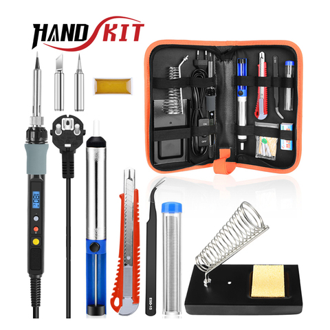 Handskit 80W LCD Digital Soldering Iron Set Adjust Temperature soldering iron with soldering tips Utility knife soldering Tools ► Photo 1/6