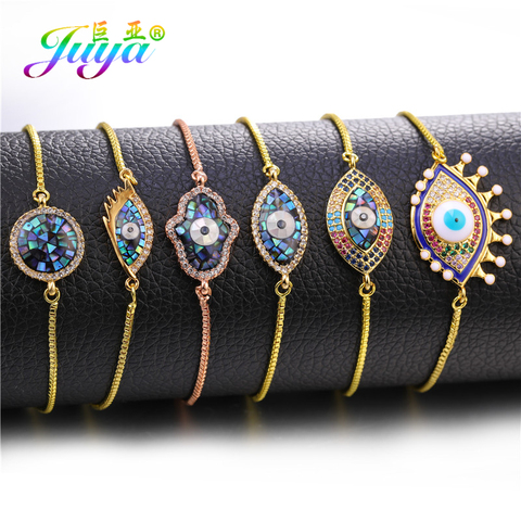 Juya Fashion Adjustable Chains Charms Shell Evil Eye Bracelets Supplies For Women Greek Eye Hamsa Fatima Bracelets Wholesale ► Photo 1/6