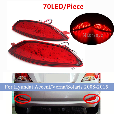 1 Pair LED Rear Bumper Reflector Brake Light For Hyundai Accent/Verna/Solaris 2008-2015 For Brio Car parts Tail Stop lamp ► Photo 1/6