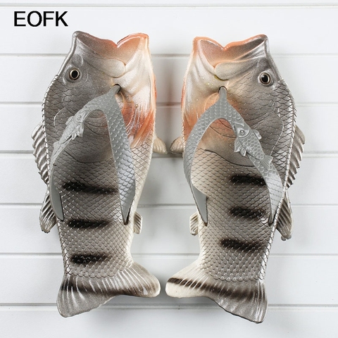 EOFK Summer Fashion Women Flip Flops Unisex Lovers' Slippers Lady Soft Clogs Fish Design EVA Animal Flat (≤1cm) Shoes Plus Size ► Photo 1/6
