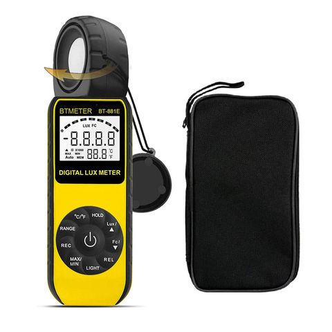 BTMETER BT-881E Digital Illuminance/Light Meter,Handheld Ambient Temperature Measurer with Range up to 300,000 Lux Luxmeter ► Photo 1/6