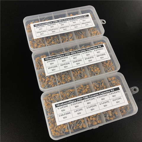 1500pcs 30Valuesx50 10pF~10uF (100~106) Multilayer/Monolithic Ceramic Capacitor Assorted kit with 3 storage box ► Photo 1/6