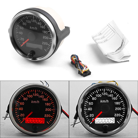 Universal 220km/h Speedometer 85mm Speed Gauge Meter 12V 24V With White/Amber Backlight And LCD For Car Truck Boat Motor ► Photo 1/6