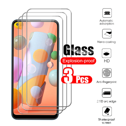 3pcs protective glass for samsung a11 m11 screen protector for galaxy m a 11 a115 m115 tempered glas on samsun sumsung sansung ► Photo 1/6