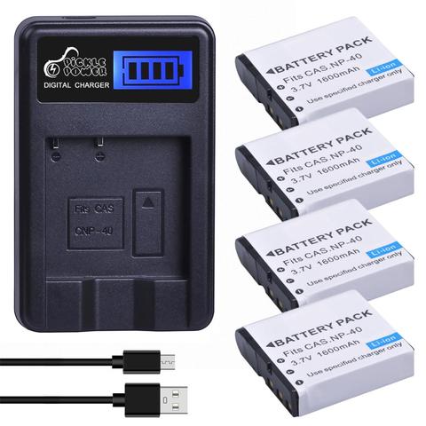 1600mAh NP-40 NP40 Battery + LCD USB Charger for Casio EX-Z30 Z40 Z50 Z55 Z57 Z400 Z750 Z850 FC100 FC150 FC160S P505 P600 P700. ► Photo 1/4