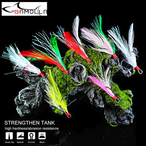 Fishing Hook 5pcs/lot High Carbon Steel Treble Hooks Fishing Jig Head Fishing Hook with Feather Fishing Tackle Fishing Lure ► Photo 1/6