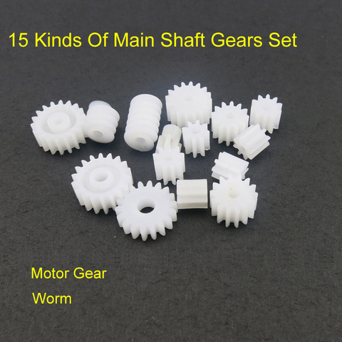 15 Kinds Plastic Gear Worm Set Four-wheel Drive Motor 1.5mm/2mm/3mm Main Shaft 7/8/9/10/12/14/16/18 Teeth Gear Parts ► Photo 1/5