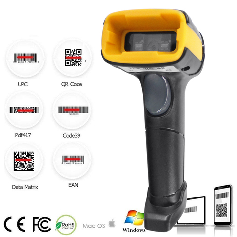 Wireless 2D Barcode Scanner long distance transfer Wired QR Code PDF 417 Bar Code Scanner for Inventory POS Terminal H1 H1W HZTZ ► Photo 1/6