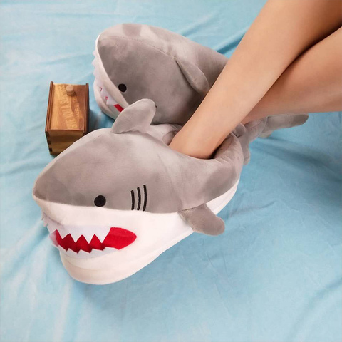 Funny house slippers unisex designer shark shoes girls keep warm bedroom fur slides womens shoes 2022 new arrival ► Photo 1/6