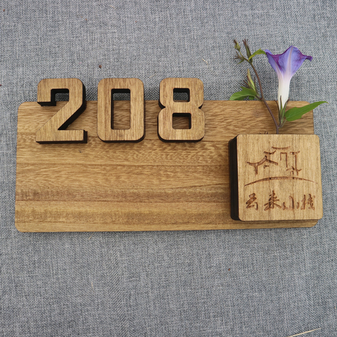 Solid Wood House Number Plaque Retro Door Numbers Signs Digital Address Plate Sticker Apartment Hotel Home Creativity Customized ► Photo 1/6