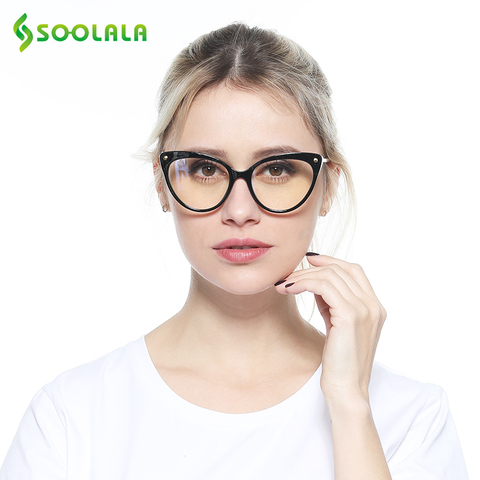 SOOLALA TR90 Cat Eye Anti Blue Light Reading Glasses Women Cateye Reader Reading Glasses For Sight Presbyopic Glasses ► Photo 1/6