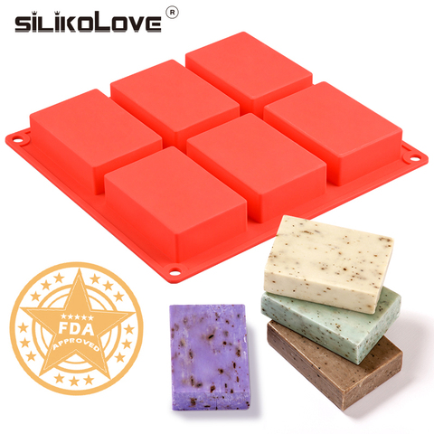 6 Cavity Silicone Mold for Making Soaps 3D Plain Soap Mold Rectangle DIY Handmade Soap Form Tray Mould ► Photo 1/6
