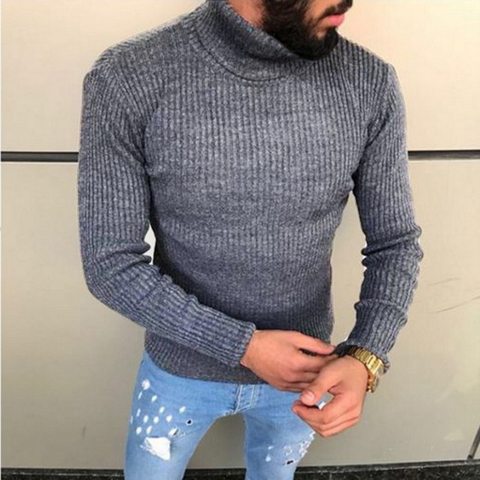Men's Winter Warm Sweater Slim Fit Knitted High Neck Pullover Jumper Turtleneck
