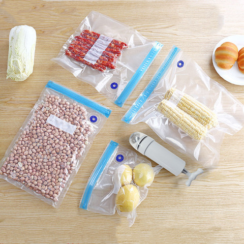 Home Manual vacuum pump ContainReusable Vacuum Zipper Bags for Food Storage BPA free Film Air Valve Bags Kitchen Appliance ► Photo 1/6