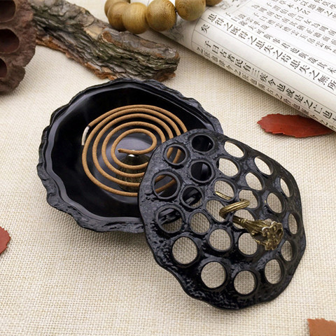 T Creative Copper Alloy Lotus Incense Burner Home Decor Handcrafts Coil Censer Holder Religious Articles Yoga Office Ornaments ► Photo 1/6