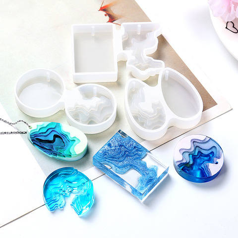 Round Water Drop Handmade DIY Crystal Epoxy Glue Creative Concrete Plaster Step Field Island Pendant Silicone Mold ► Photo 1/6