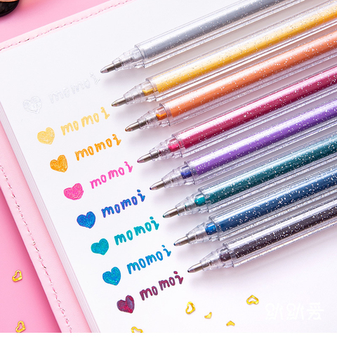 Colored Gel Pens 12 Pcs/Set Glitter Ballpoint Pen for Scrapbooking Drawing  Supplies Kawaii Stationery & Office For School