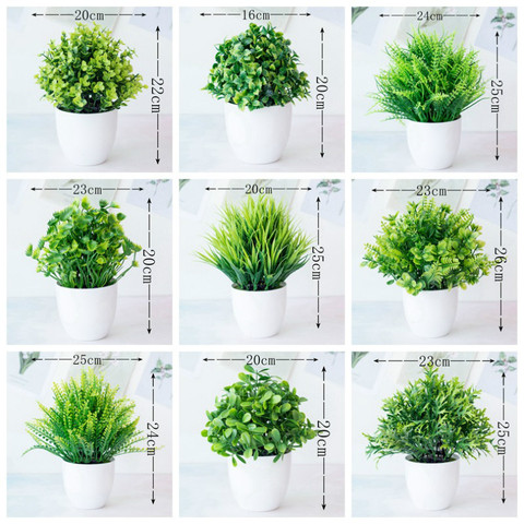 1 Pcs Green Artificial Plants Bonsai Small Tree Pot Plants Fake Flowers Potted Ornaments Home Decoration Hotel Garden Decoratio ► Photo 1/6