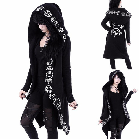 2022  Womens Fashion Gothic Punk Hoodie Girls Ladies Jacket Coat Cardigans Halloween Costume plus size S-5XL ► Photo 1/6