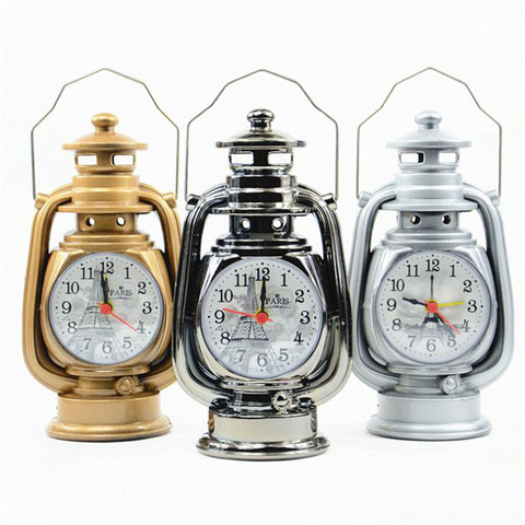 1PC Retro Alarm Clock Creative Oil Lamp Alarm Clock Watch Home Living Room Office Decoration Desktop Table Clocks Ornament ► Photo 1/6