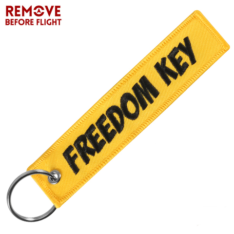 Freedom Key Chains for Cars Yellow Embroidery Key Ring Chain for Aviation Gifts Remove Before Flight Fashion Keychain Jewelry ► Photo 1/6