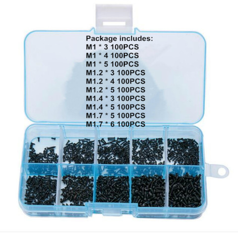 1000pcs/set M1 M1.2 M1.4 M1.7 Mix  Head Micro Screws Round Head Self-tapping Electronic Small Wood Screws Kit ► Photo 1/4