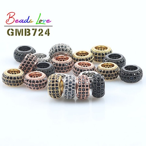 3pcs/lot CZ Charms Beads Metal Brass Micro Pave Cubic Zirconia Rondelle Spacer Beads for Jewelry Making Diy Bracelet Necklace ► Photo 1/6