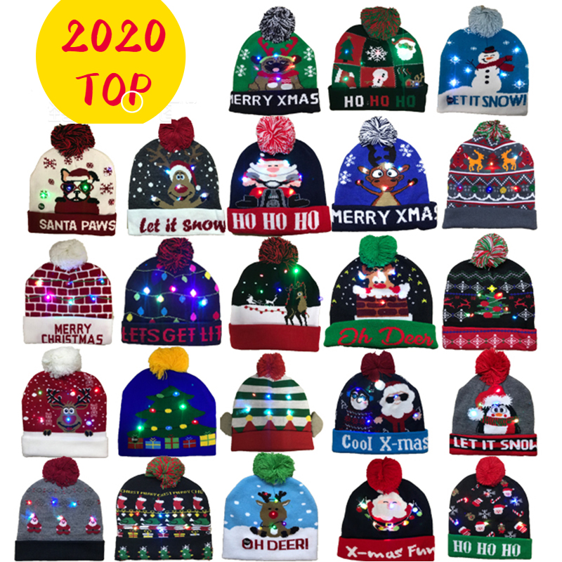 LED Sweater knitted Beanie Light Up Knitted Hat for Kid Adult Party Christmas 