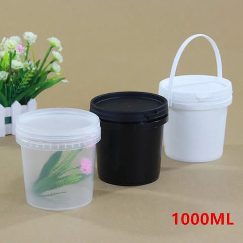 1L Round Plastic Bucket with Lid food grade plastic pail for Honey water cream Lubricant storage container 10PCS/lot ► Photo 1/6