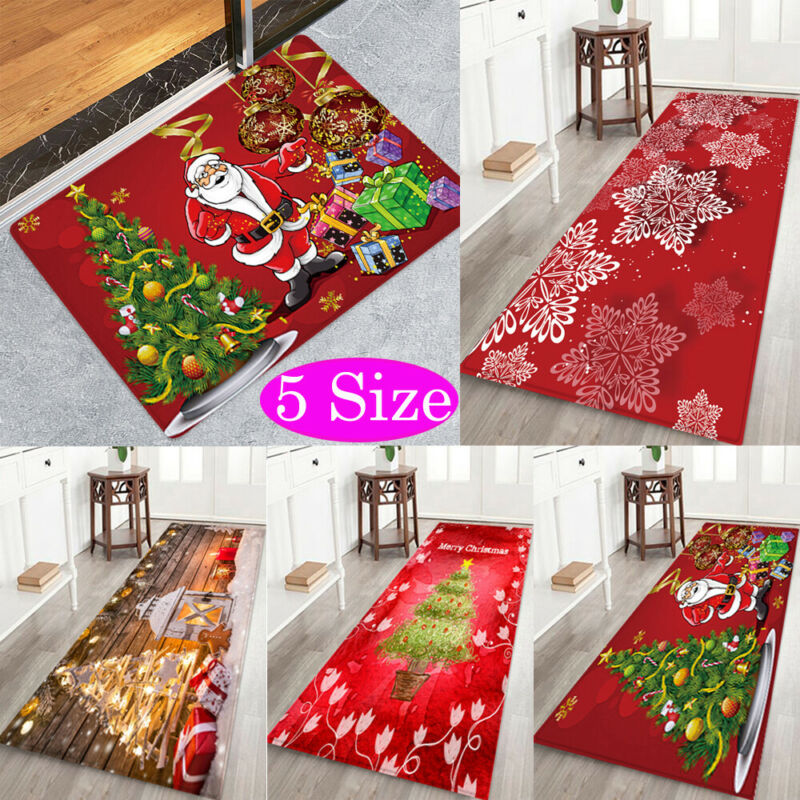 1pc Exquisite Christmas Carpet Christmas Rug Rectangular Carpet Bathroom Mat 