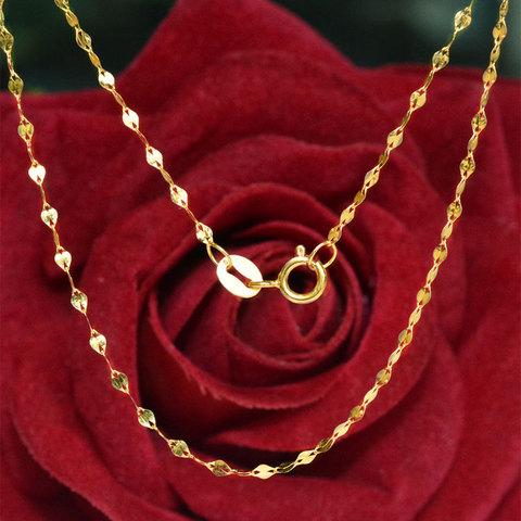 ZHIXI Genuine 18K Gold Necklace Fine Jewelry Real AU750 Pendant Tile Chain Yellow White Rose Gold For Women Party Gift X320 ► Photo 1/6