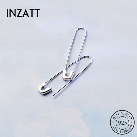 INZATT Real 925 Sterling Silve Geometric pin Hoop Earrings For Fashion Women Party Minimalist Fine Jewelry 2022 Accessories ► Photo 1/6