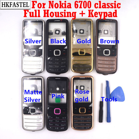 HKFASTEL Cover For Nokia 6700 6700c 6700 classic New Full Complete High Quality Mobile Phone Housing Case English Russian Keypad ► Photo 1/5