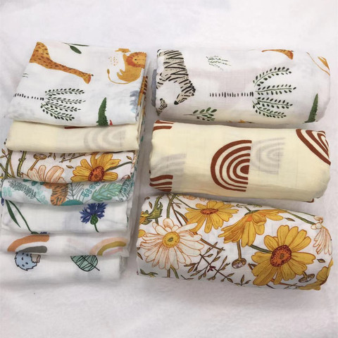 Bamboo Cotton Soft Baby Blankets Newborn Muslin Swaddle Blanket for Newborn Girl and Boy Baby Bath Towel ► Photo 1/6