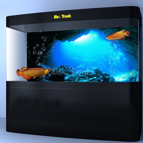 Mr.Tank 3D Effect Underwater Sunlight Rays Cave Aquarium Background Sticker Selfadhesive Fish Tank Backdrop Decorations ► Photo 1/6