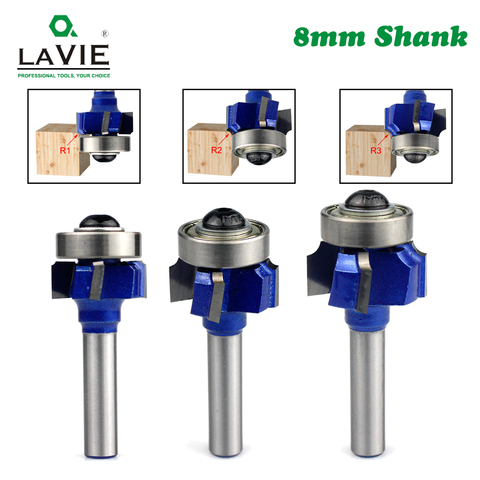 LAVIE 1pc 8mm Shank Z4 Corner Round Router Bit R1 R2 R3 Trim Edging Woodworking Milling Classical Cutter Bit for Wood C08-051Z4 ► Photo 1/6