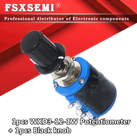 1pcs WXD3-12-1W + 1pcs knob 100 220 470 1K 2K2 3K3 4K7 10K 22K 33K 47K Ohm 2.2K 3.3K 4.7K WXD3-12 1W Wirewound Potentiometer ► Photo 1/6