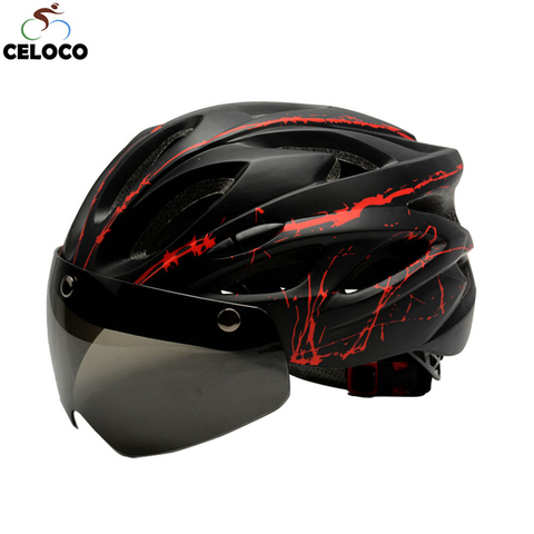 2022New Black Goggles Bicycle Helmet Ultralight Pattern Bike Helmet Riding Mountain Road Bike Integrally Molded Cycling Helmets ► Photo 1/6